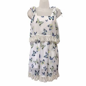 Disney Alice Through The Looking Glass White Blue Butterfly Lace Trim Size S